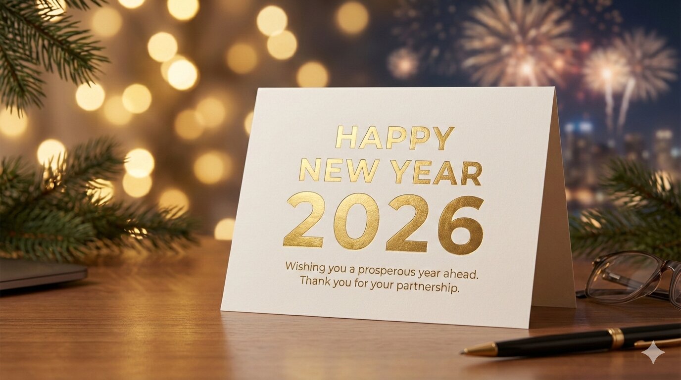 Voščilo 2026 Naš novoletni praznični aranžma.